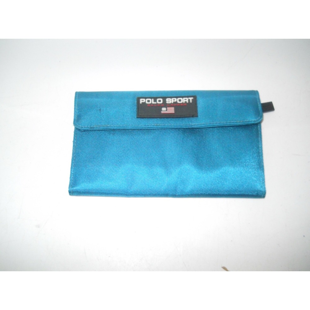 Vintage Polo Ralph Lauren Blue Sport Wallet Clutch Nylon Hook And Loop